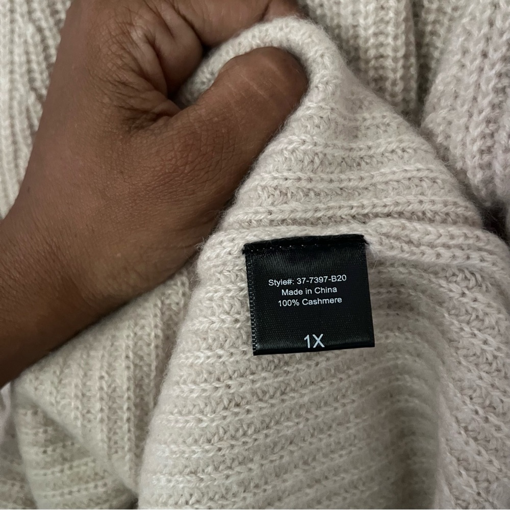 Jenni Kayne 100% cashmere Cocoon super soft tan ribbed cardigan sweater size 1X - Picture 5 of 11